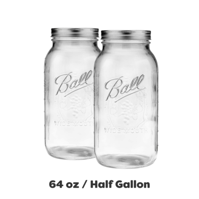 64oz Ball Mason Jars, Wide Mouth (2 Pack)