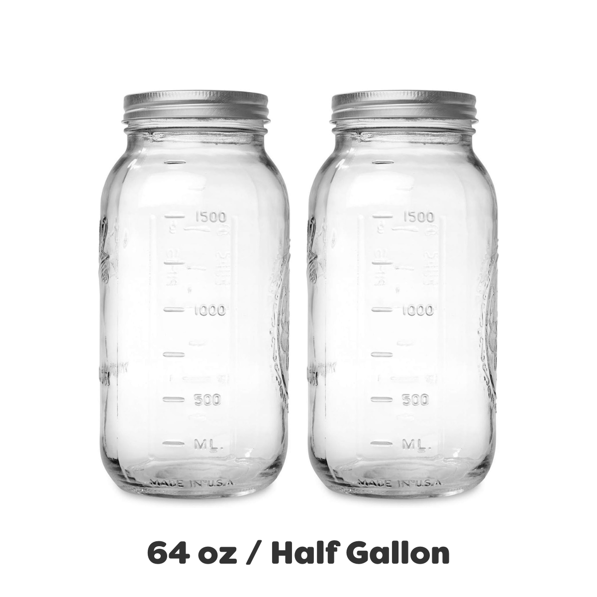 64oz Ball Mason Jars, Wide Mouth (2 Pack) - Image 2